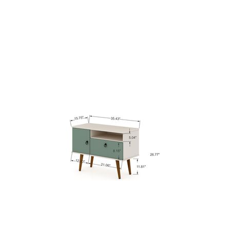 Manhattan Comfort Tribeca 35.43 TV Stand, Off White and Green Mint 5PMC86
